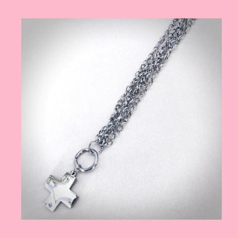 Pulsera de Muchas Mini Cadenas y Dije de Cruz