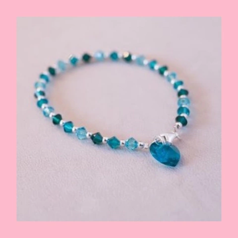 Pulsera de Cristal y Plata con Dije