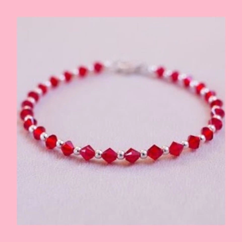 Pulsera de Cristal color Ligth Siam y Plata