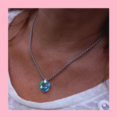 Dije de Corazón de Cristal Aquamarina de 10 mm con Plata - comprar online