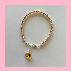 Pulsera Cristal y Plata con Terminación de Corazón - comprar online