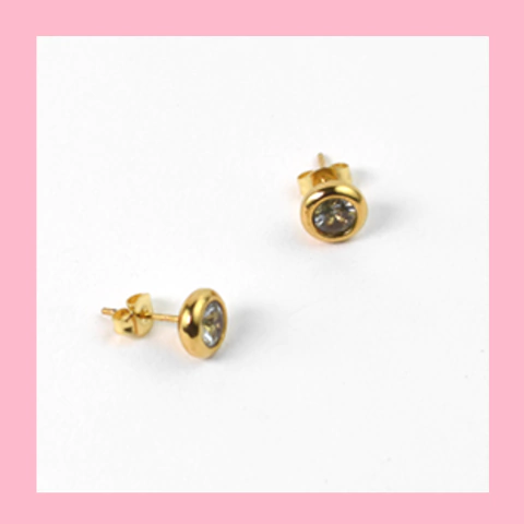 Aros Botón con Brillo