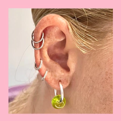 Argollas Cubanas con Donas de Vidrio Artesanal - tienda online