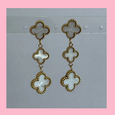 Aros Colgantes Trébol Blanco