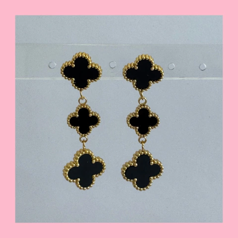 Aros Colgantes Trébol Negro