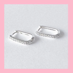 Argollas Cubanas Rectangulares con Brillos - tienda online