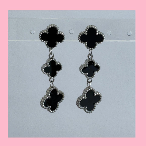 Aros Colgantes Trébol Negro