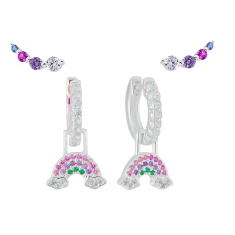 Kit 4 Argola Arco-íris e Mini Earcuff Colors - comprar online