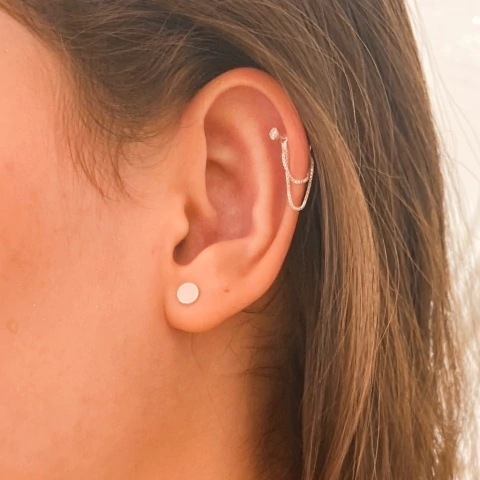 Piercing com duas correntes penduradas prata 925