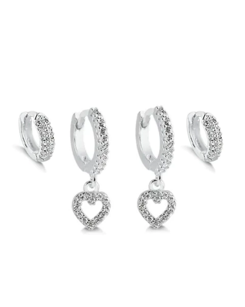 Kit Argola Coração Cravejada + Argolinha P Cravejada - comprar online