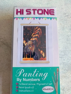Cuadro para pintar + 3 pinceles + pinturas + madera para colgar
