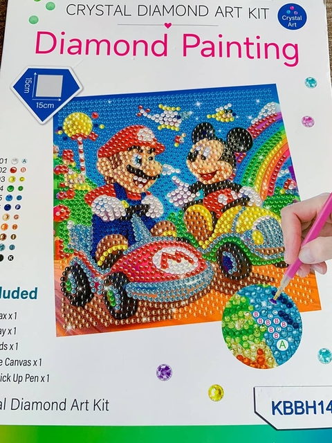 Kit pintura diamante Mario Bros y Mickey
