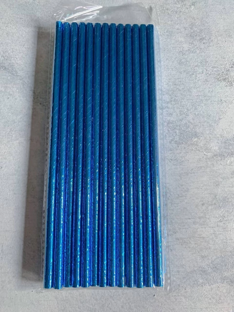 Sorbetes papel azul metalizado x 25