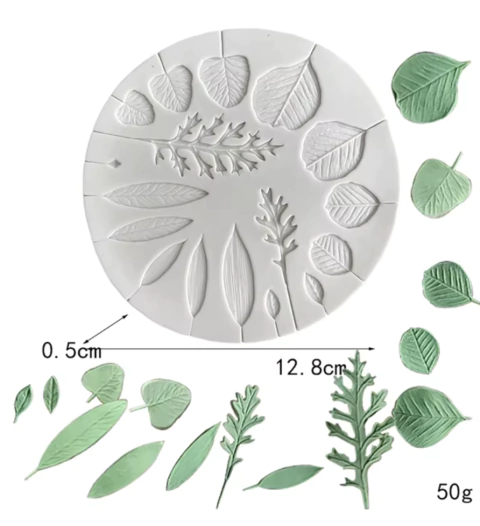 Molde silicona hojas
