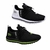 Kit 2 Pares Tênis Esportivo Academia Runway Running Feminino - Preto/Verde E Branco/Preto