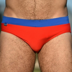 Imagem do Sunga SLIM vermelha com cós azul