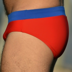 Sunga SLIM vermelha com cós azul - comprar online