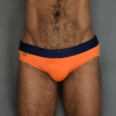Sunga SLIM Sunset Sky Laranja com cós Marinho - EXODIA RIO BEACHWEAR