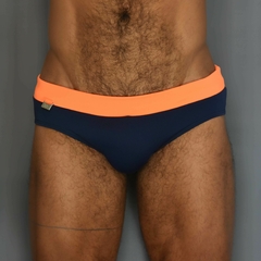 Sunga SLIM Sunset Sky marinho com cós laranja