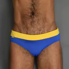 Sunga SLIM Summer sky azul com cós amarelo - EXODIA RIO BEACHWEAR