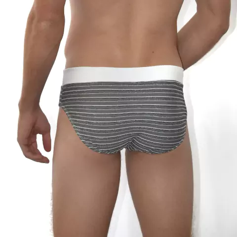 Sunga Slim Listrada Preta e Branca