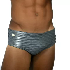 Sunga Classic Fish Scales Silver em jacquard texturizado prata