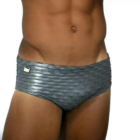 Sunga Classic Fish Scales Silver em jacquard texturizado prata