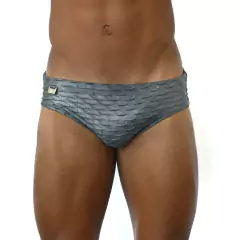 Sunga Slim Fish Scales Silver em jacquard prata