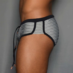 Sunga SIDE OUT listras cinza/preta/branca (cadarço externo) na internet