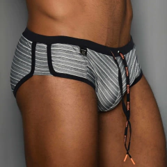 Sunga SIDE OUT listras cinza/preta/branca (cadarço externo) - loja online