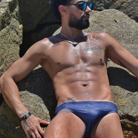 Sunga SLIM Tela Marinho dupla face - comprar online