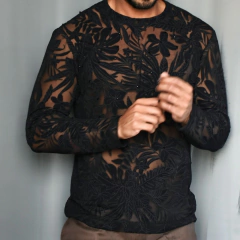 Camisa Renda Devorê manga longa - EXODIA RIO BEACHWEAR
