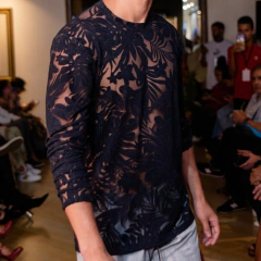 Camisa Renda Devorê manga longa - comprar online