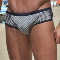 Sunga SIDE IN listras cinza/preta/branca - EXODIA RIO BEACHWEAR