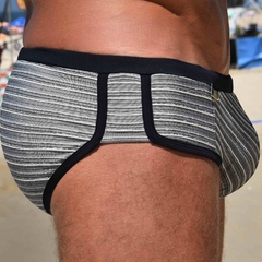 Sunga SIDE IN listras cinza/preta/branca - EXODIA RIO BEACHWEAR