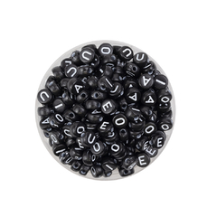 VOCALES Plastico Cuenta Plana Negra Letra Blanca - comprar online