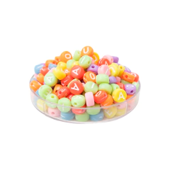 Plastico Plano VOCALES Blanca Cuentas Muticolor Pastel - tienda online