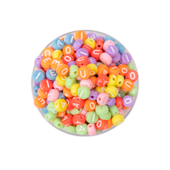 Plastico Plano VOCALES Blanca Cuentas Muticolor Pastel - comprar online