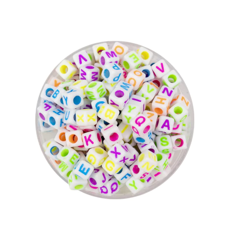 Plastico letras cuenta cuadrada blanca letra fluor 6x6mm - comprar online