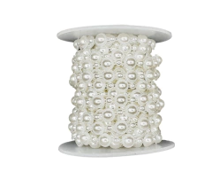 Rollo Pasamaneria Circulos Plastica Perlada Blanca x 10 Yardas