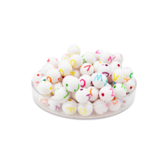 Plastico Redondo Letras de Colores Cuenta Blanca 7mm - comprar online