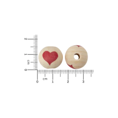 Cuenta de Madera Natural con Corazon 15MM - comprar online