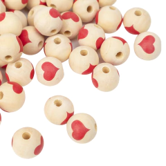 Cuenta de Madera Natural con Corazon 15MM - tienda online