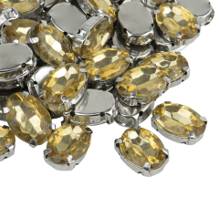 Gemas Engarzada Oval Traslucida 10x14 mm - tienda online