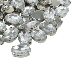 Gemas Engarzada Oval Traslucida 10x14 mm