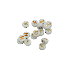 Cuentas Blancas Letra Dorado Paquete Grande 500 gr - ALMACEN DE ARMADO