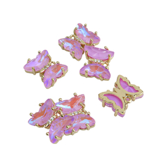 Dijes Mariposa de Vidrio con Borde Dorado 18k
