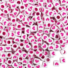 Imagen de Plastico Cuadrado Blanco Corazon Rosa Fluor