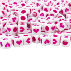 Plastico Cuadrado Blanco Corazon Rosa Fluor - comprar online