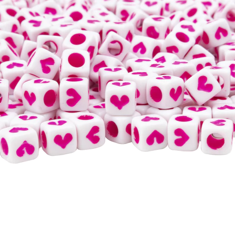 Plastico Cuadrado Blanco Corazon Rosa Fluor - comprar online